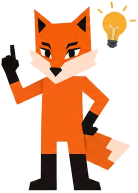 Smart Fox mascot with a bright idea